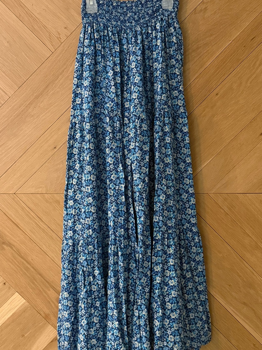 aerie Blue Floral Wide-Leg Palazzo Style Pants
